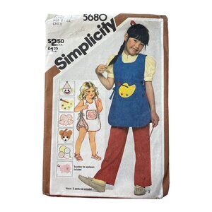 80s Simplicity 5680 Childs Sewing Pattern Size 6-6X Apron and Sundress1982 CUT